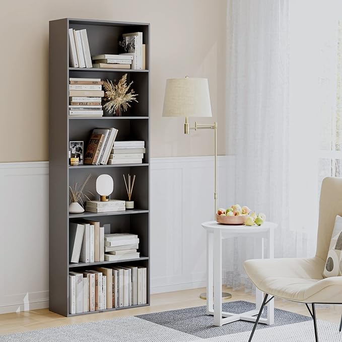 FOTOSOK 6-Tier Open Bookcase and Bookshelf, Freestanding Display Storage - Image 4