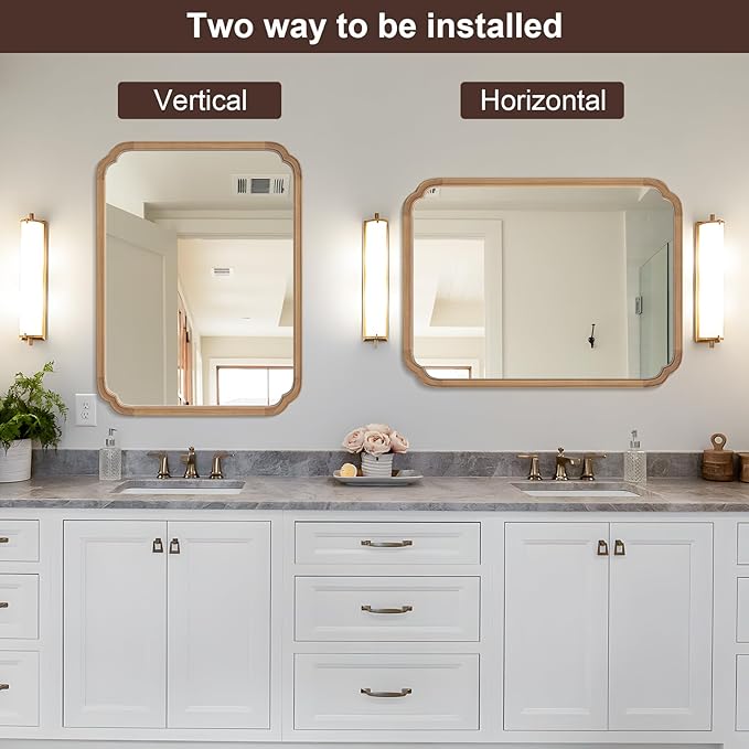 WallBeyond 30" x 40" Rounded Corner Arch Wall Mirror - Image 7