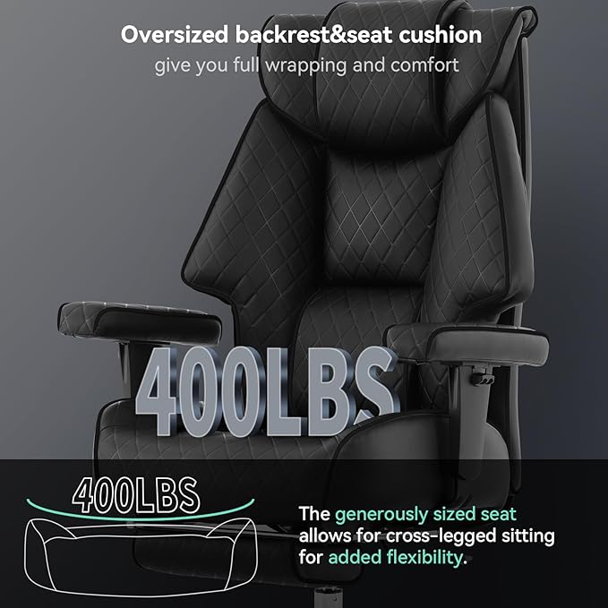 Big and Tall Office Chair with Footrest, PU Leather High Back Executive Office - Image 3