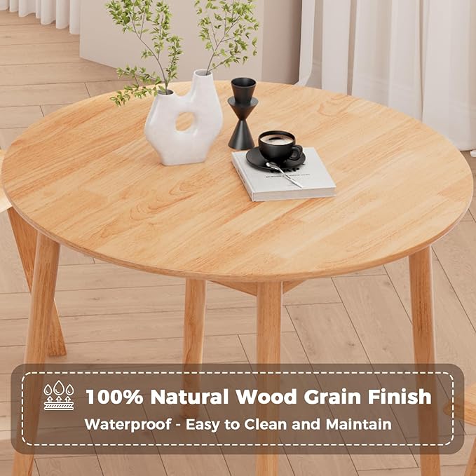 DELAVIN 31.5" Solid Wood Round Dining Table - Image 4