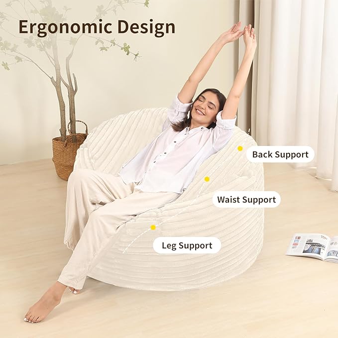 Memory Foam Bean Bag Chair for Adults/Teens, Bean Bag Sofa - Image 4