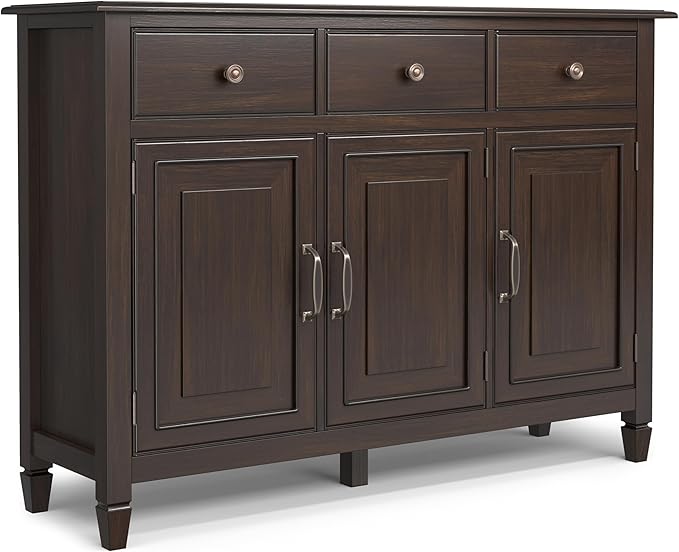 SIMPLIHOME Connaught 51-inch Wide Solid Wood Storage Cabinet in Chestnut Brown by SimpliHome
