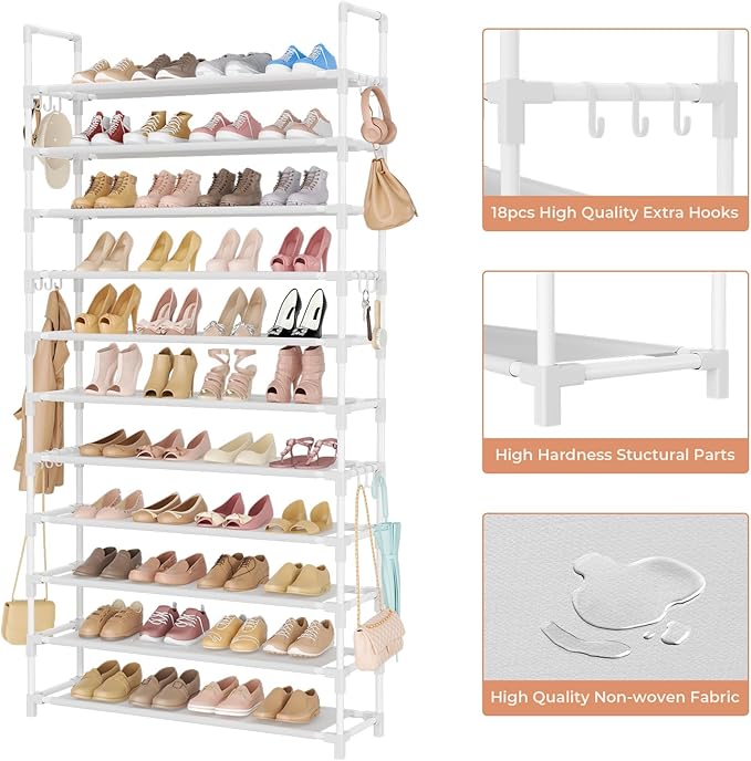 11 Tiers Tall Shoe Rack Holds 55 Pairs of Shoes - Image 4