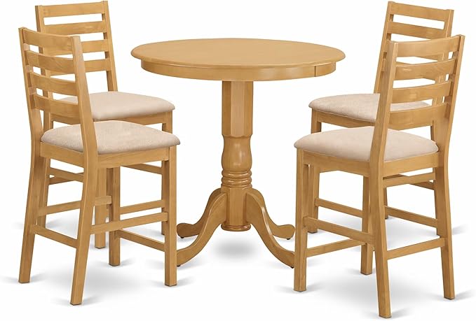East West Furniture JACF5-OAK-C 5 Piece Counter Height Pub Set Includes a Round by EastWestFurniture