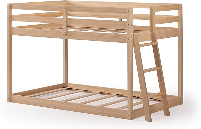 Grain & Grove Bear Twin Over Twin Bunk Bed, Low Bunk Bed Frame - Image 4