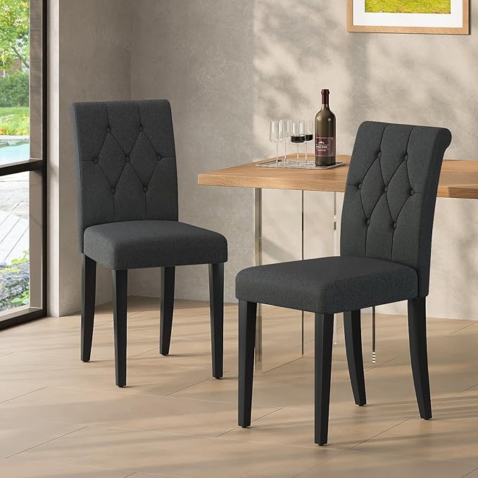 Upholstered Dining Chairs Set of 4, Button Tufted Parsons Dining Chair - Image 6