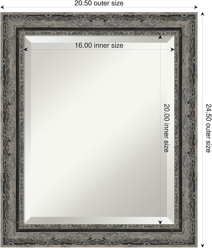 Amanti Art Bathroom Mirror for Over Sink, 25x21 Filigree Matte Black Rectangle - Image 3