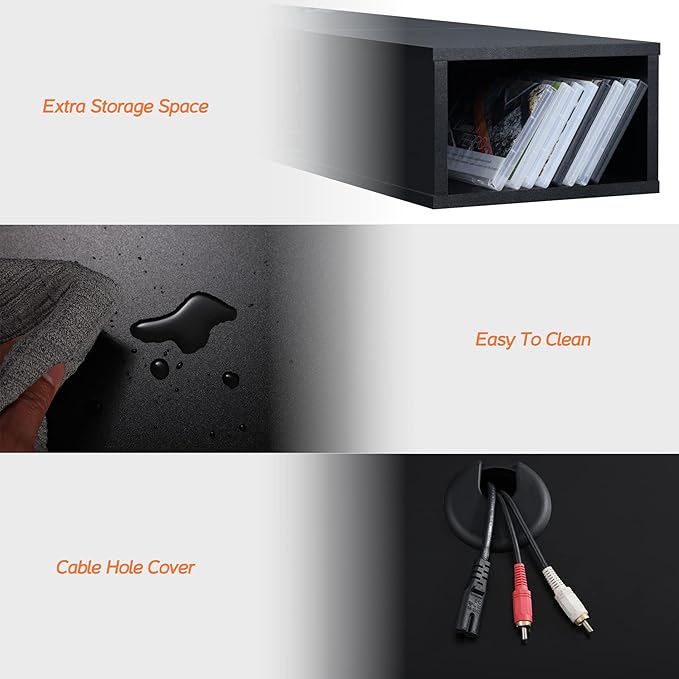WAMPAT 70 inch Black Floating TV Stand, Entertainement Center Wall Mount - Image 4