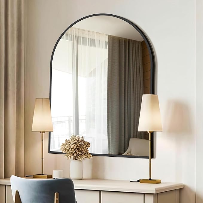 FICTOR Bathroom Vanity Mirror for Wall, 40”x30” Large Arched Metal Framed - Image 7