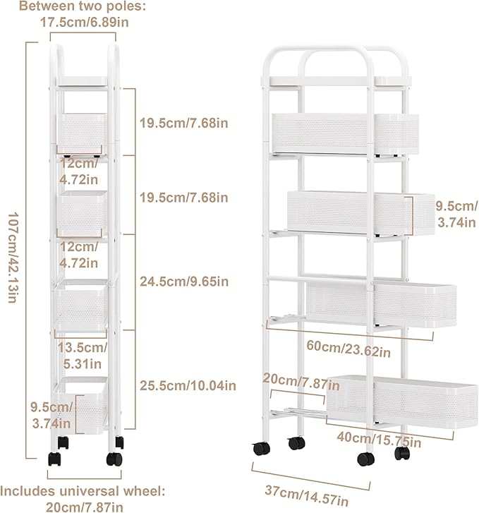 UMDONX Slim Storage Cart 5 Tier - Image 2