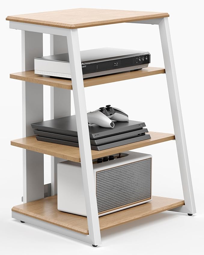 FITUEYES Design 4-Tier AV Media Stand Corner Shelf Stand Wooden Corner Shelves - Image 9