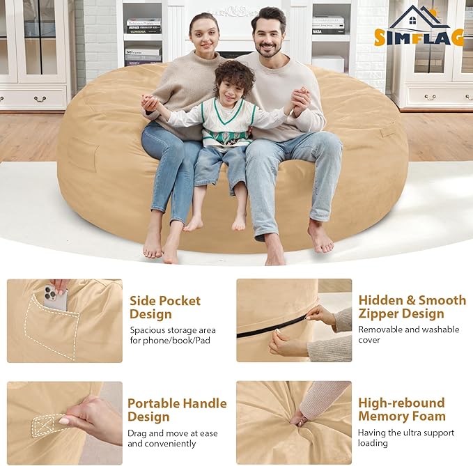 7FT Bean Bag Chair, Large Bean Bag Chairs - Image 4