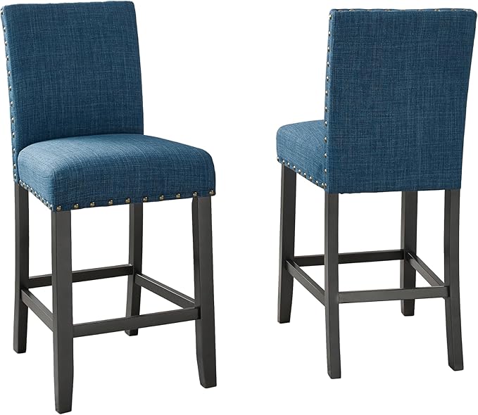 Biony Blue Fabric Counter Height Stools - Image 3