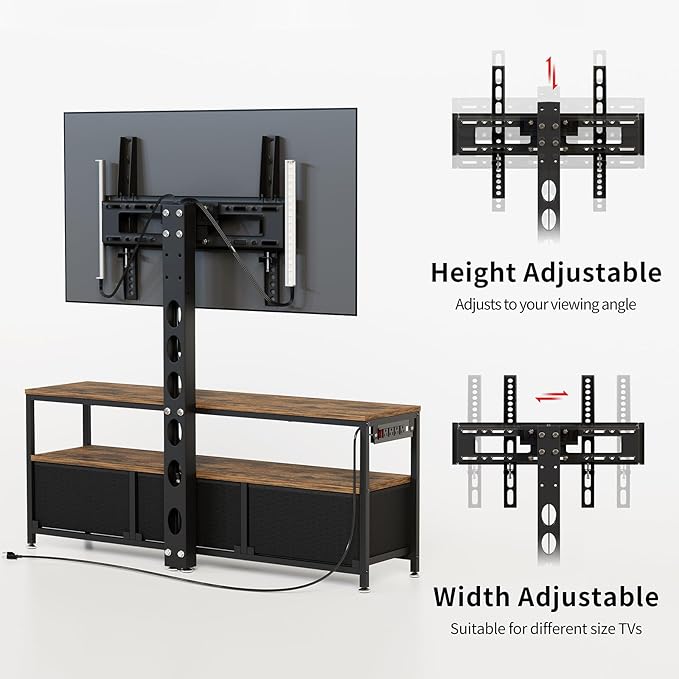 JUSTOGO TV Stand with Mount and Power Outlet, TV Stand with Drawers Storage - Image 9