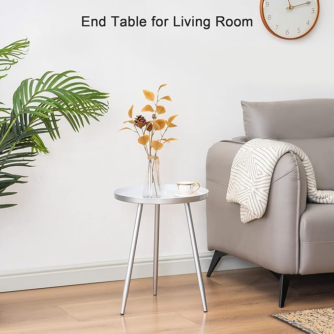 Apicizon 16" Round Side Table Set of 2, Mid Century Modern Coffee Table or - Image 5