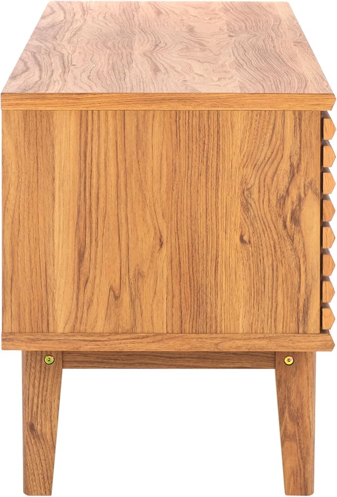 SAFAVIEH Aricia TV Stand for up to 65" Flatscreen – Oak Brown, 2 Sliding Doors - Image 5
