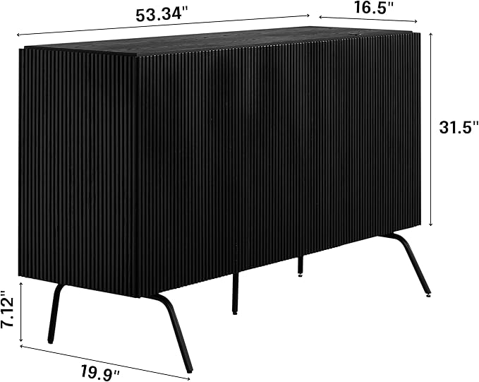 NTC Veil Modern Sideboard with 3 Doors, Buffet Cabinet with Vertical Groove - Image 2