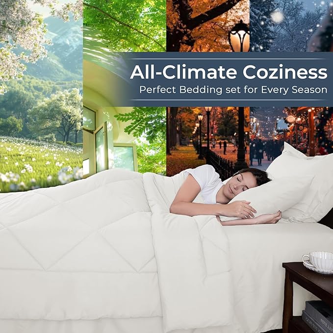 HEVUMYI Ivory Queen Comforter Set - Image 3
