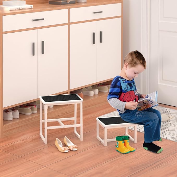 2 Step Stools for Adults Kids, Anti-Slip Sturdy Wooden Foot Stools - Image 7