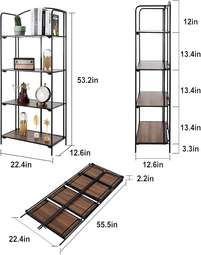 Crofy No Assembly Folding Bookshelf - Image 3