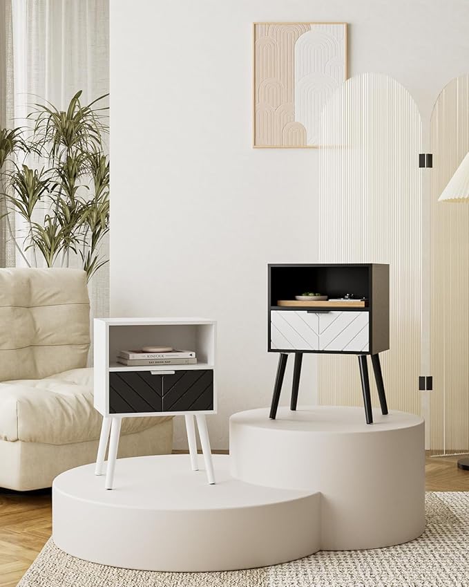 Nightstand, Bedside Table with Gold Frame, Modern Bedside Furniture, End Table - Image 8