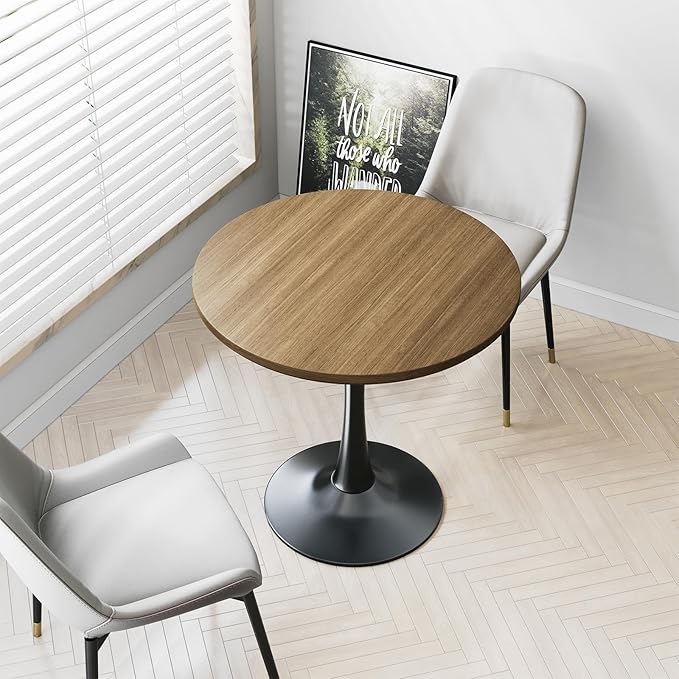 24" Small Tulip Table for 2 Person, Walnut Wood Round Dining Table for Kitchen - Image 6