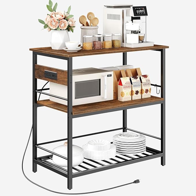 HOOBRO Kitchen Island with Storage, Kitchen Island Table with Power Outlet - Image 9