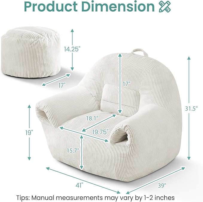 DAICO Bean Bag Chairs for Adults Beanbag Sofa - Image 2