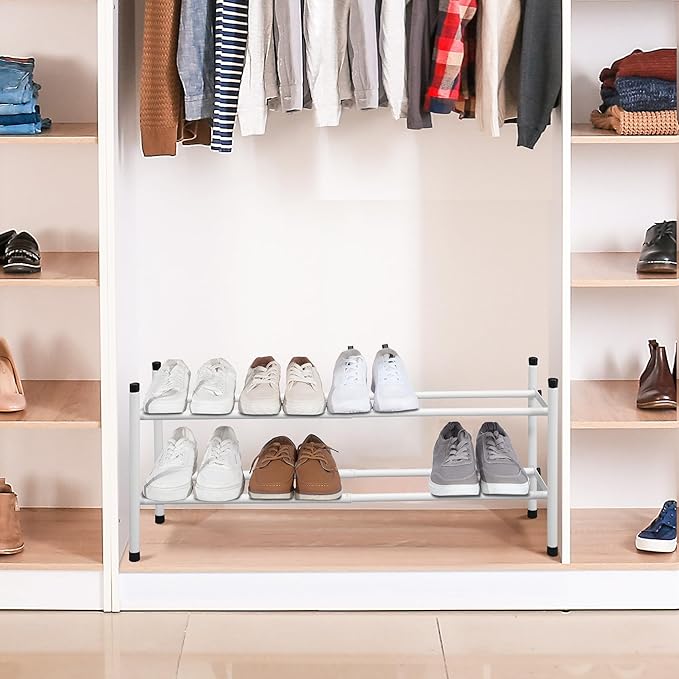 STORAGE MANIAC Expandable Shoe Rack, 8 Pairs Stackable Small Shoe Rack - Image 2