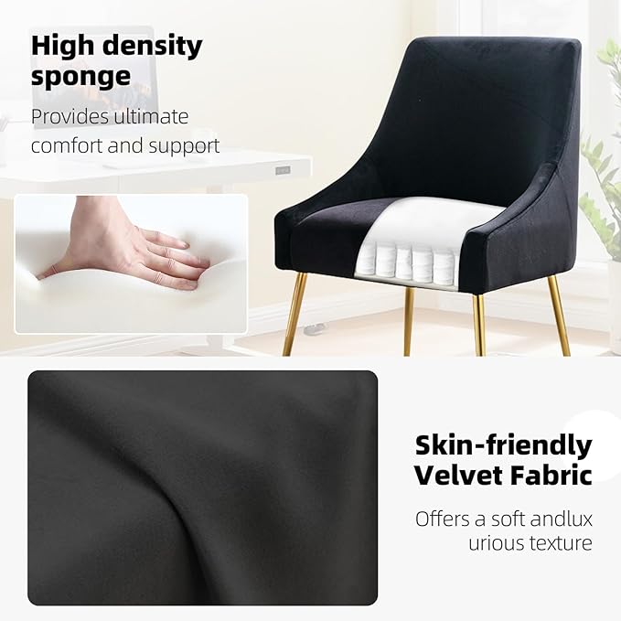 Velvet Dining Chairs Set of 2, Furniture Collection Modern Contemporary - Image 4