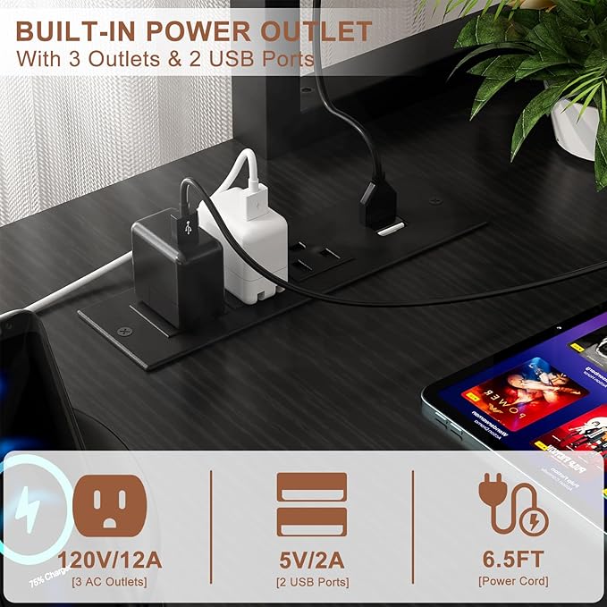Aheaplus L Shaped Desk Gaming Desk, Reversible Home Office Desk Gamer Desks - Image 5