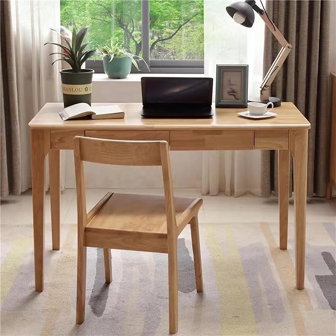 Solid Wood Desk with Drawers, Small Computer Desk - Image 4