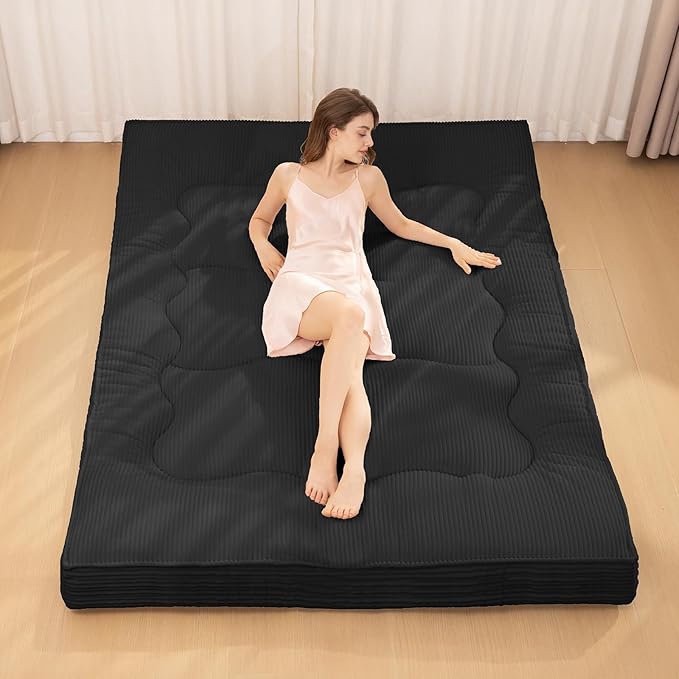 Japanese Floor Mattress, Corduroy Foldable Floor Pad, Roll Up Tatami Mat by NLDDTrailblazersTreasures