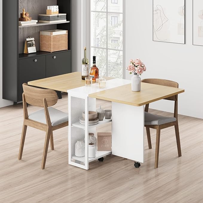 GarveeHome Folding Dining Table, Space Saving Farmhouse Dining Table - Image 3