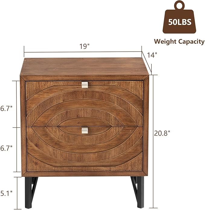 COSIEST Vintage Nightstands Set of 2, Bedside Tables - Image 3