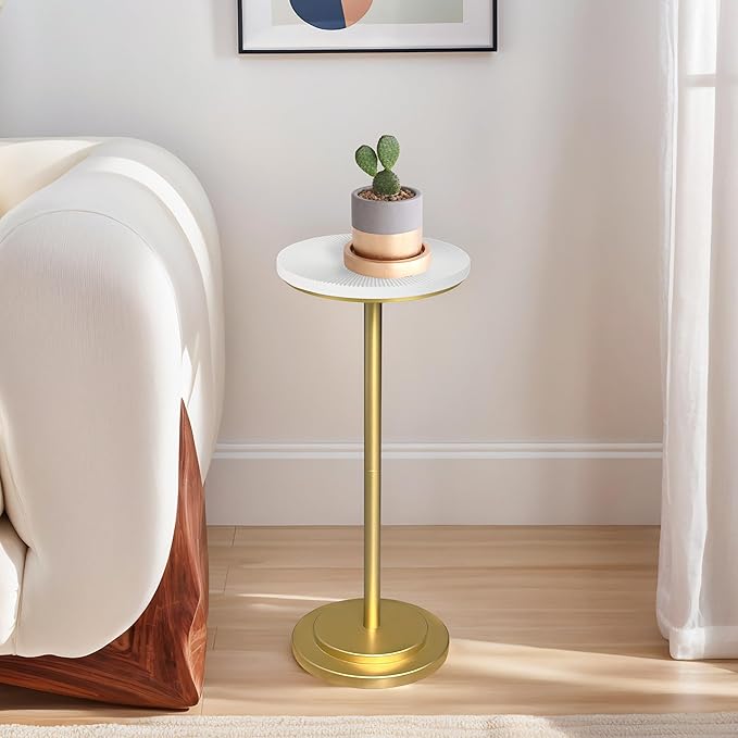 Drink Table Set of 2, Small Round Pedestal Side Table by COVLON