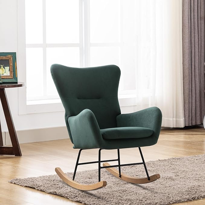 Phoenix Home Rocking Chair Nursery Velvet Upholstered Glider Rocker Rocking by Unknown