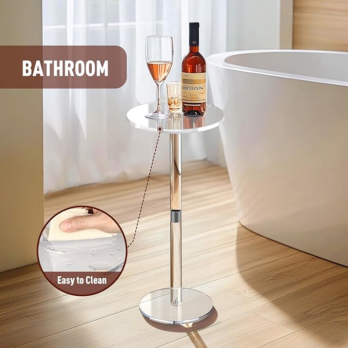 9.8" Round Clear Acrylic End Table - Image 5