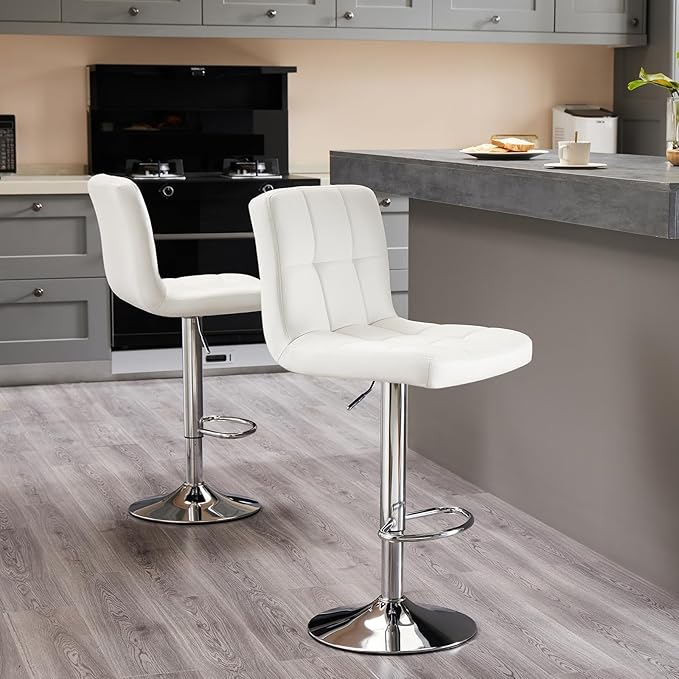 Sweetcrispy Bar Stools Set of 4, Armless PU Leather Adjustable Swivel Barstools - Image 6