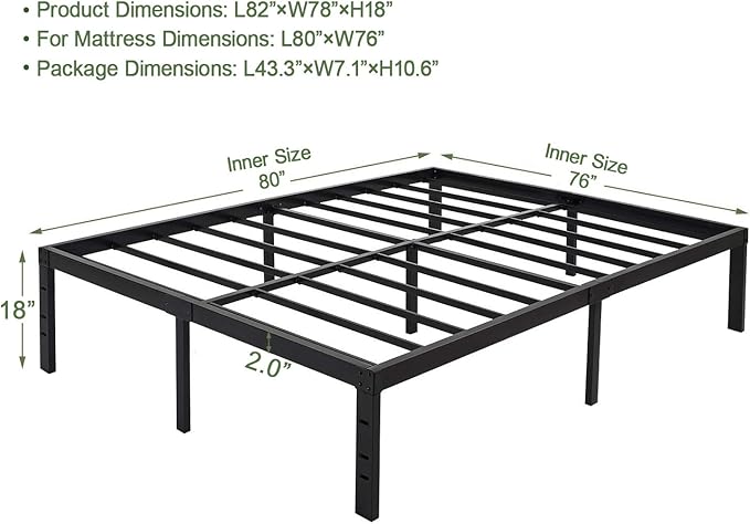 45MinST 18 Inch Platform Bed Frame/Easy Assembly Mattress Foundation / 3000lbs - Image 2