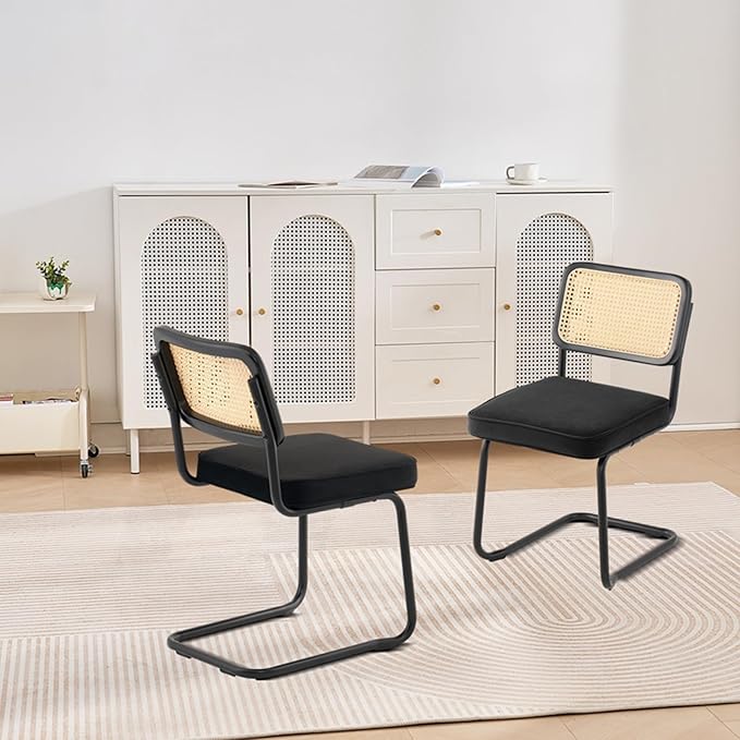 VEVOR Rattan Dining Chairs Set of 2, Mid Century Modern Dining Chair, - Image 2