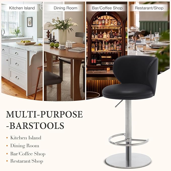 Bar Stools Adjustable Stainless Steel Swivel Barstool - Image 6