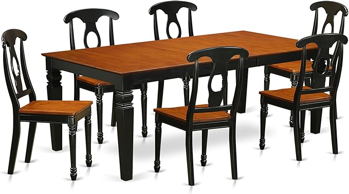 East West Furniture LGKE7-BCH-W 7 Piece Dining Table Set Consist of a Rectangle by EastWestFurniture