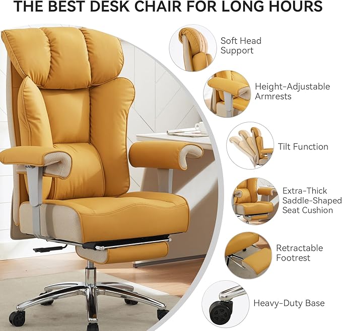 Efomao Big and Tall Green Office Chair 450LBS – Ergonomic High-Back Executive - Image 3