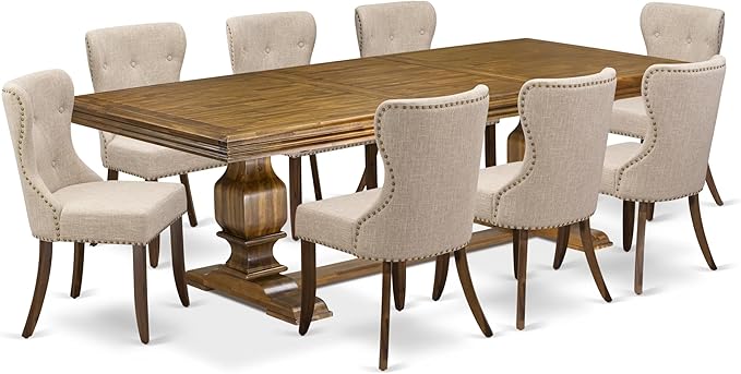 NKSI9-AWA-04 9-Piece Dining Table Set Consists of a Dining Table and 8 Light - Image 2