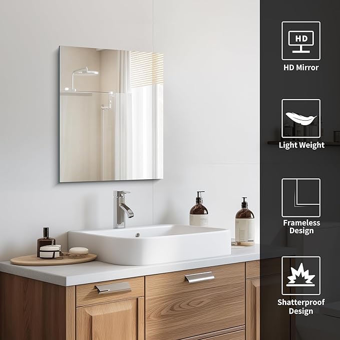 Frameless Mirror, 16x20 Inch Bathroom Mirrors - Image 5