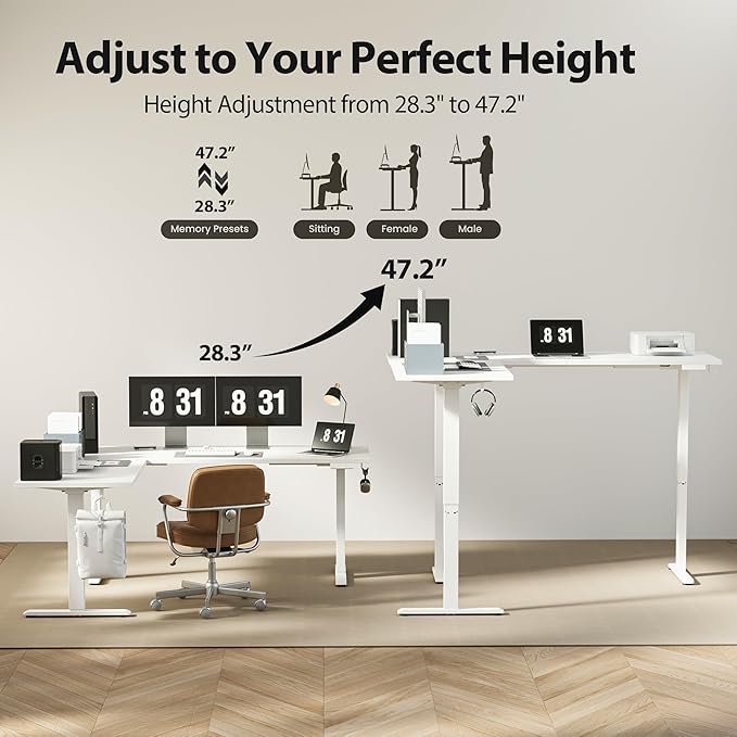 Agilestic Triple Motors 73" x 60" L Shaped Standing Desk, Electric Standing - Image 8