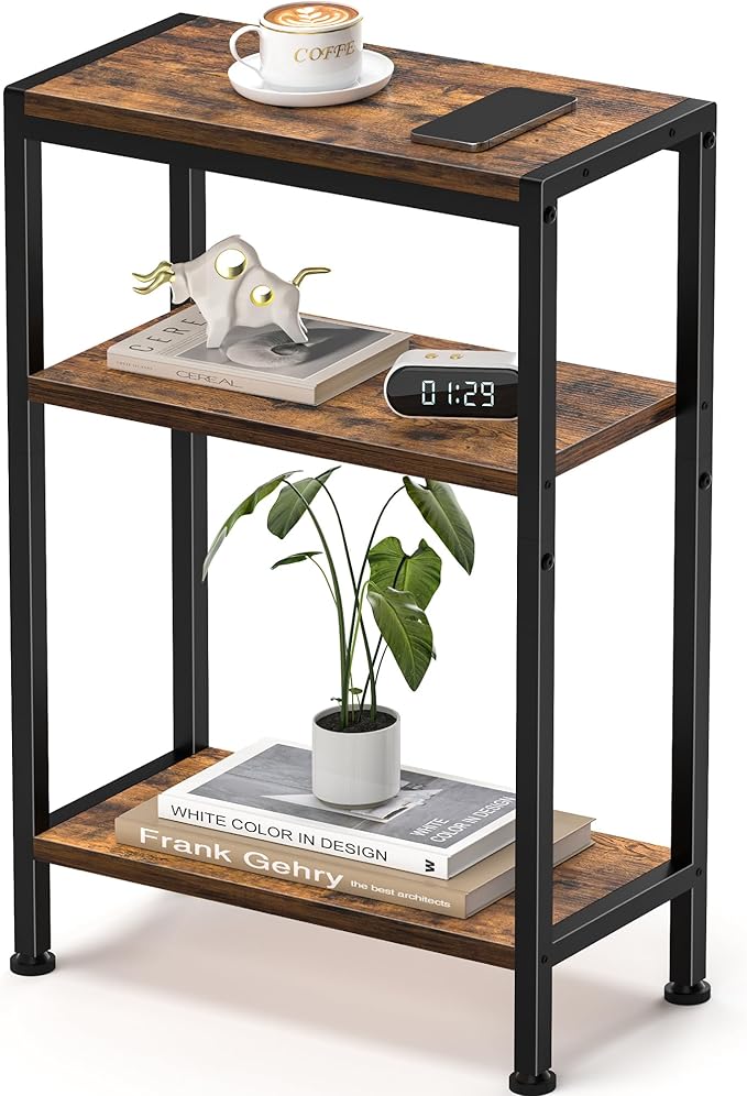 Narrow Side Table for Small Space, 3-Tier Small End Table by HOME