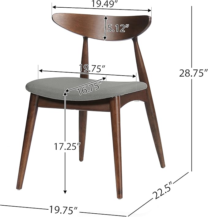 Christopher Knight Home Barron Fabric and Walnut Wood Dining Set, 5-Pcs Set - Image 3