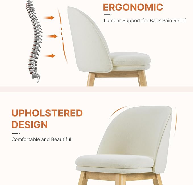 Wooden Dining Chairs Set of 4, Fabric Upholstered Modern Dining Room Chairs - Image 3